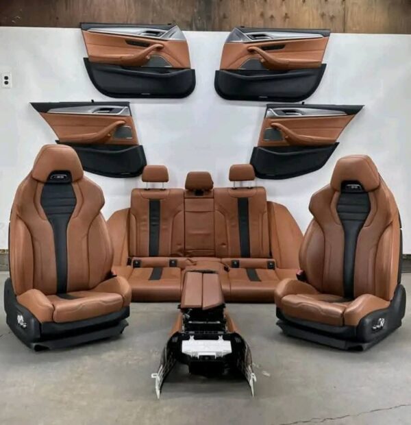 OEM BMW F90 M5 Door Panels Seats Front Rear Armrest Merino Brown Interior SET - Image 2