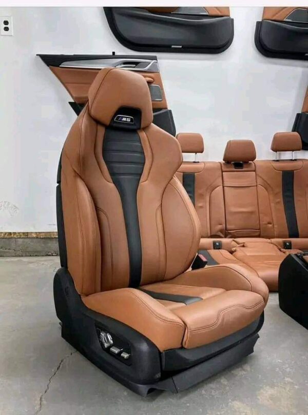 OEM BMW F90 M5 Door Panels Seats Front Rear Armrest Merino Brown Interior SET - Image 13