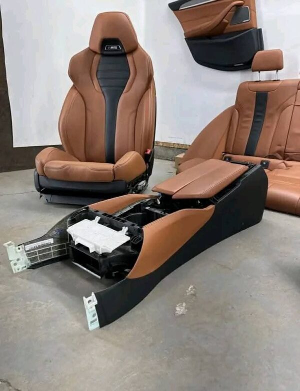 OEM BMW F90 M5 Door Panels Seats Front Rear Armrest Merino Brown Interior SET - Image 16