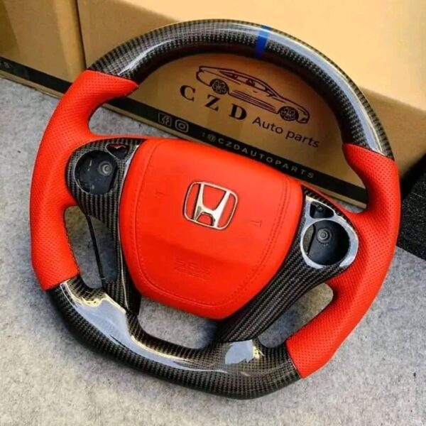 red carbon fiber steering wheel for 9th Gen Honda Accord