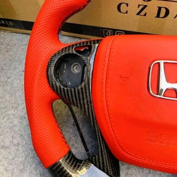 red carbon fiber steering wheel for 9th Gen Honda Accord - Image 3