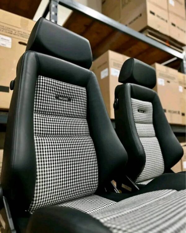 Set of Recaro Classic LX in black leather with houndstooth inserts! - Image 4