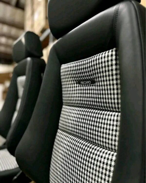 Set of Recaro Classic LX in black leather with houndstooth inserts! - Image 5
